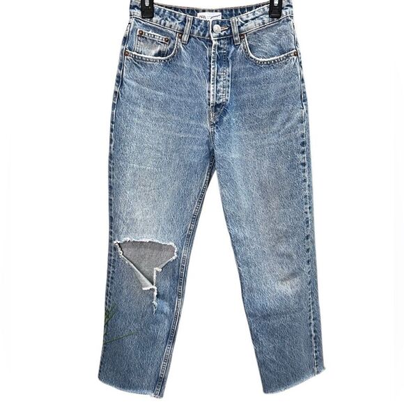 Zara Mom fit jeans tapered high waist button fly 90s size 4 - Picture 1 of 16